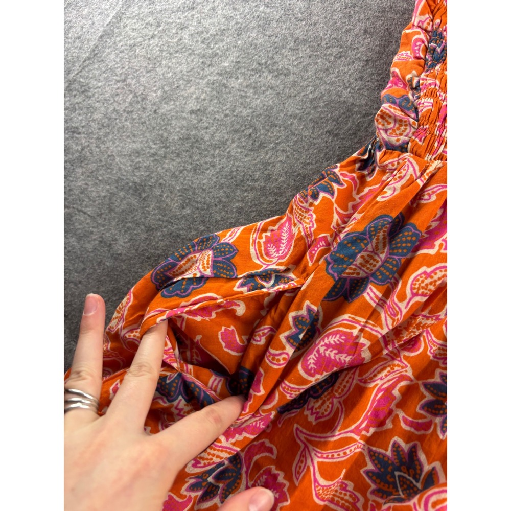 Cleobella Orange Floral Paisley Tiered Maxi Dress Pockets Womens S Resort Whimsy - Picture 3 of 7